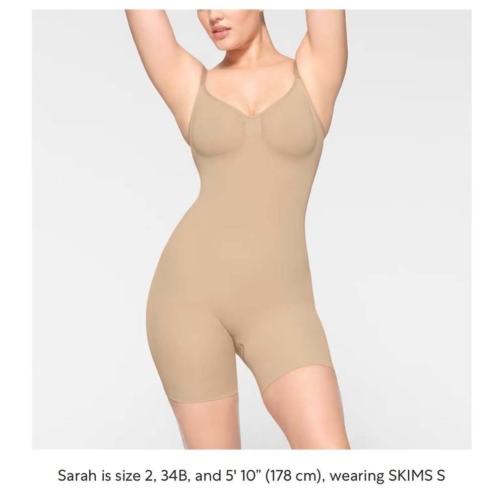 Skims Seamless Sculpt Sand Bodysuit Mis Thigh